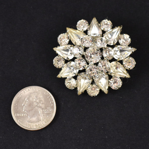 Vintage Bright Clear Rhinestone Brooch Cats Like Us