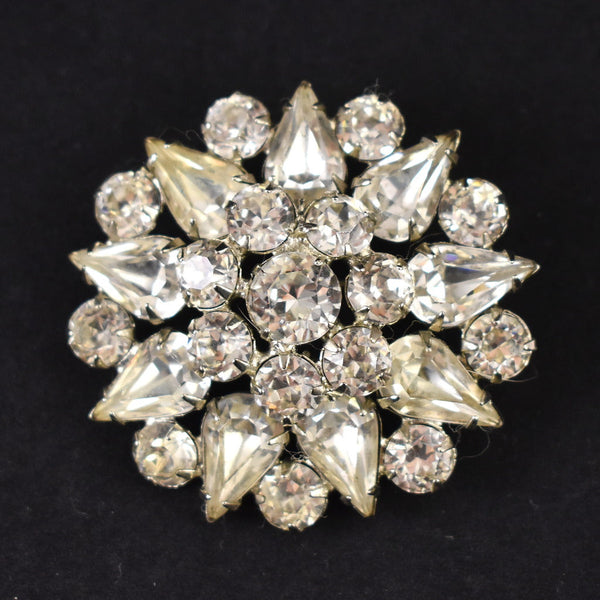 Vintage Bright Clear Rhinestone Brooch Cats Like Us