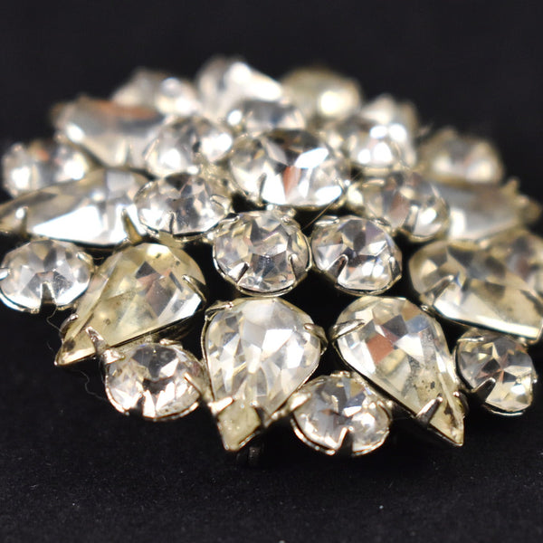 Vintage Bright Clear Rhinestone Brooch Cats Like Us