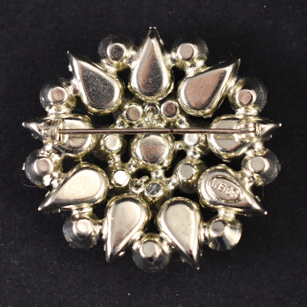 Vintage Bright Clear Rhinestone Brooch Cats Like Us