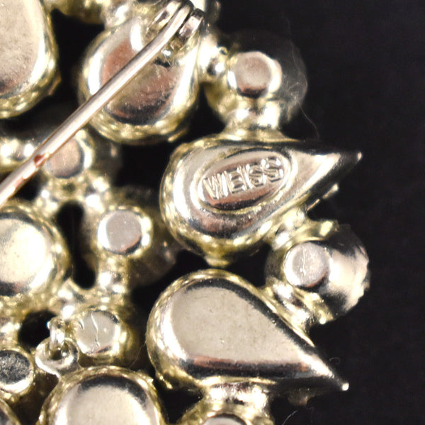 Vintage Bright Clear Rhinestone Brooch Cats Like Us