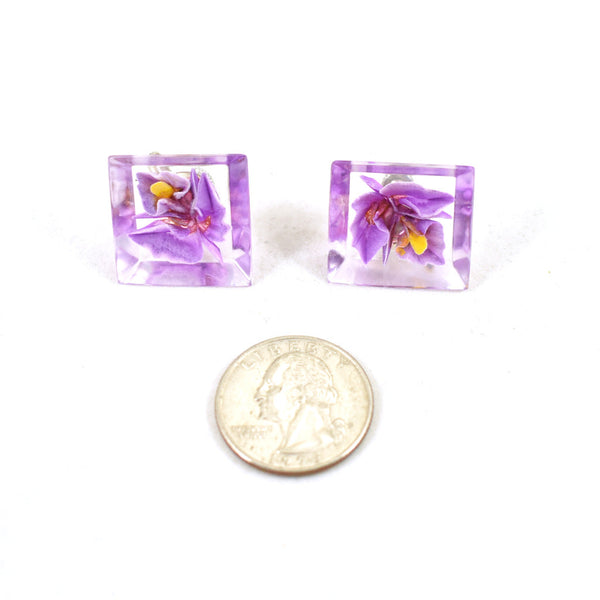 Vintage Carved Lucite Iris Earrings Cats Like Us