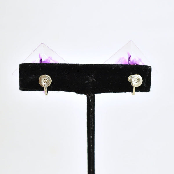 Vintage Carved Lucite Iris Earrings Cats Like Us