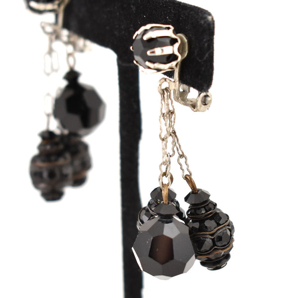 Vintage Chain Dangling Jet Earrings Cats Like Us