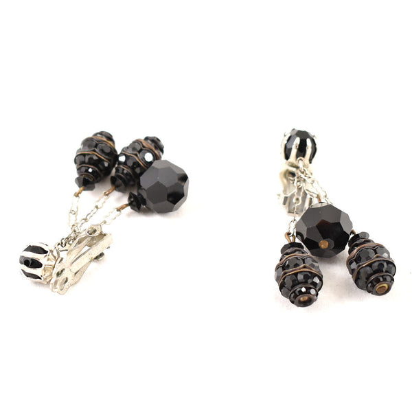 Vintage Chain Dangling Jet Earrings Cats Like Us