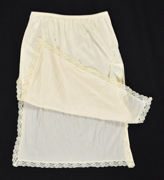 Vintage Cream High Slit Half Slip W24-34 Cats Like Us