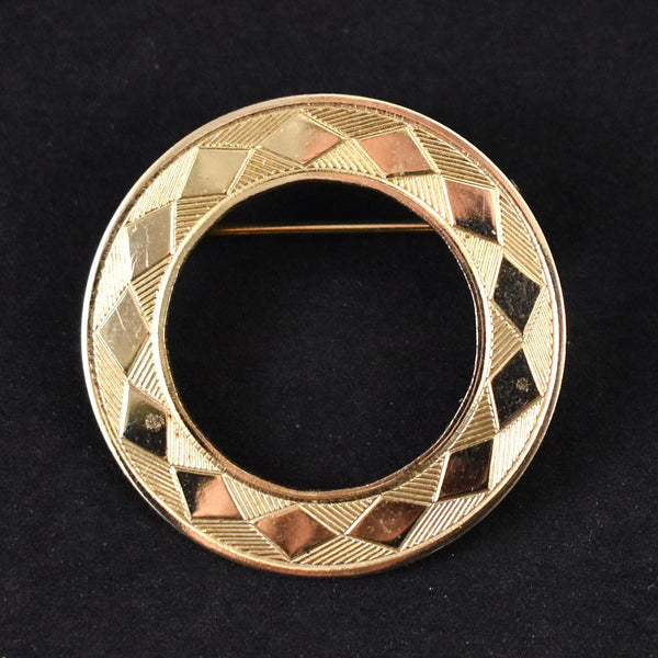 Vintage Gold Diamond Circle Brooch Cats Like Us