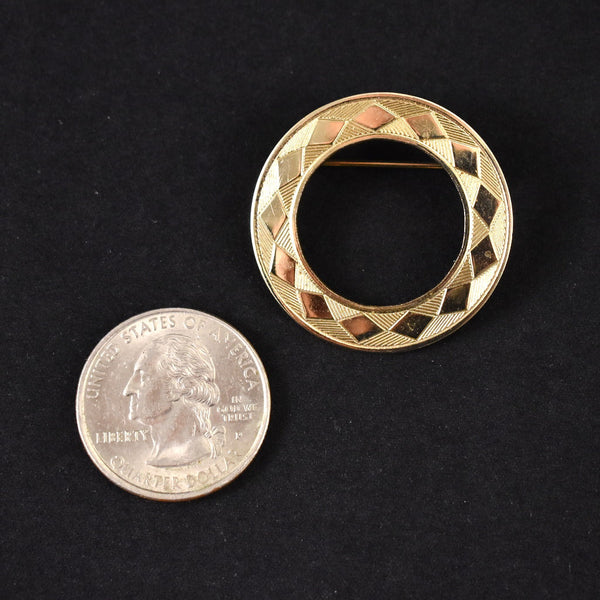 Vintage Gold Diamond Circle Brooch Cats Like Us
