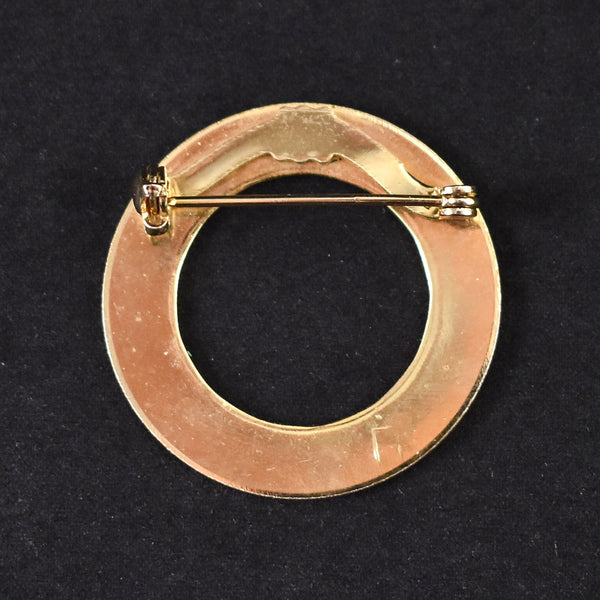 Vintage Gold Diamond Circle Brooch Cats Like Us