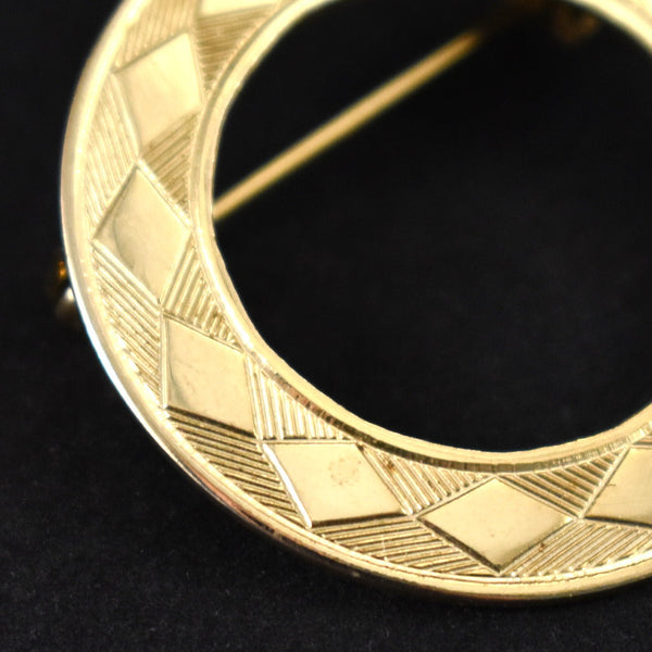 Vintage Gold Diamond Circle Brooch Cats Like Us