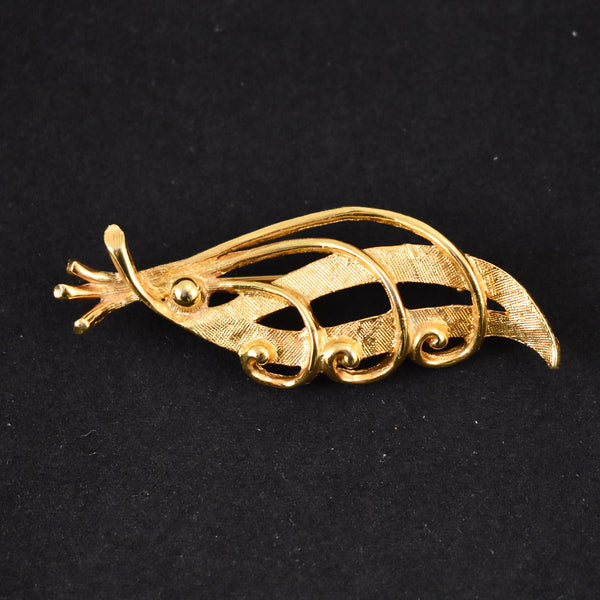 Vintage Gold Swirl Leaf Brooch Cats Like Us