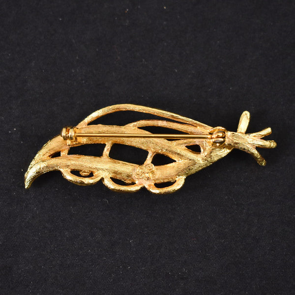 Vintage Gold Swirl Leaf Brooch Cats Like Us