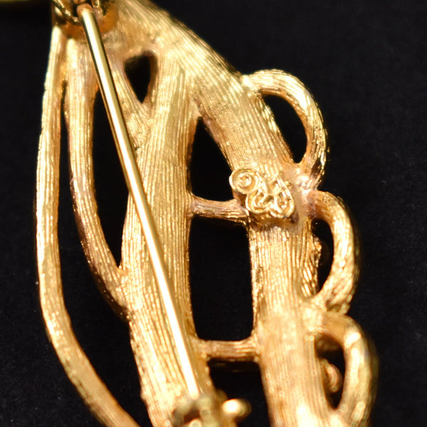 Vintage Gold Swirl Leaf Brooch Cats Like Us