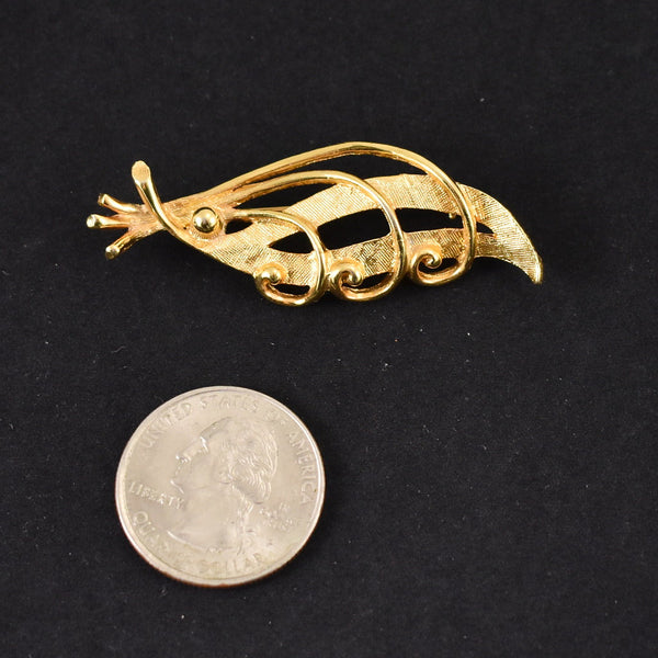 Vintage Gold Swirl Leaf Brooch Cats Like Us