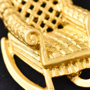 Vintage Gold Wicker Rocking Chair Pin Cats Like Us