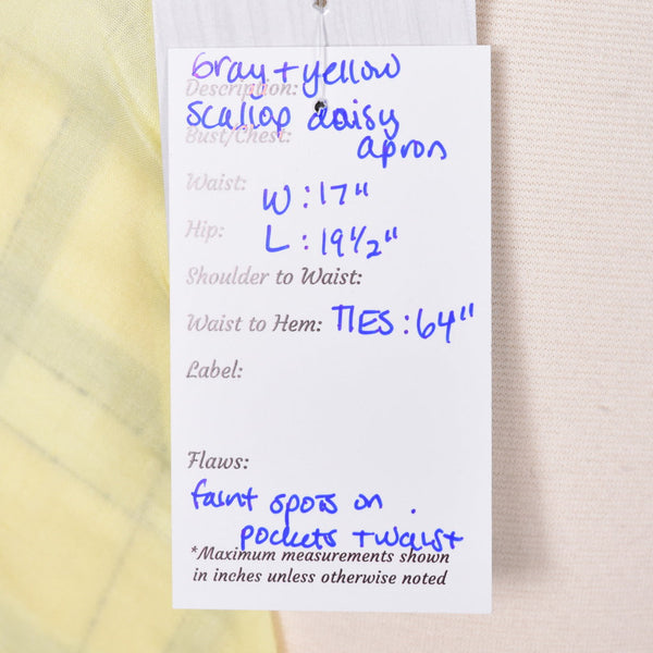Vintage Gray & Yellow Plaid Scallop Daisy Apron Cats Like Us