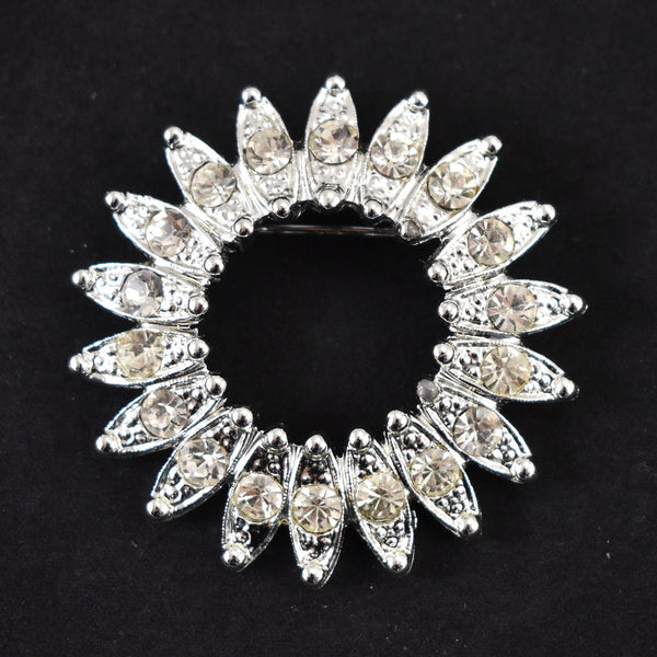 Vintage Large Rhinestone Circle Brooch Cats Like Us
