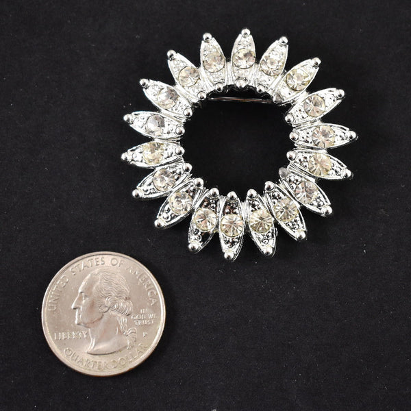 Vintage Large Rhinestone Circle Brooch Cats Like Us
