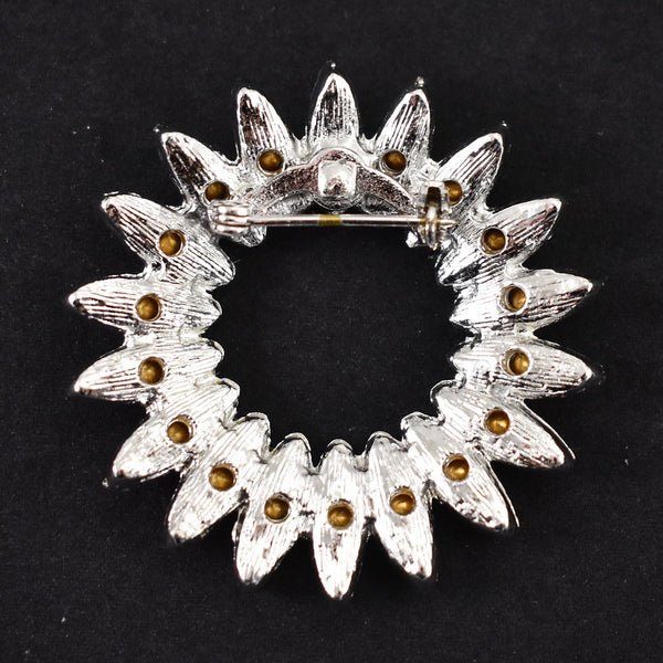 Vintage Large Rhinestone Circle Brooch Cats Like Us
