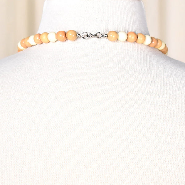 Vintage Lightweight Wood Bead Necklace Cats Like Us