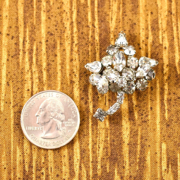 Vintage Little Rhinestone Leaf Brooch Cats Like Us