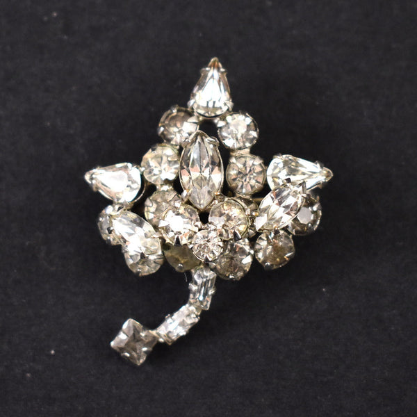 Vintage Little Rhinestone Leaf Brooch Cats Like Us