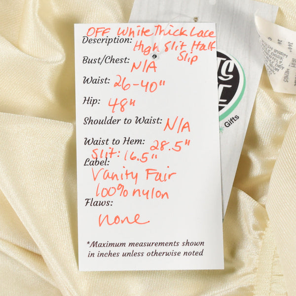 Vintage Off White Half Slip Slit W26-40 Cats Like Us