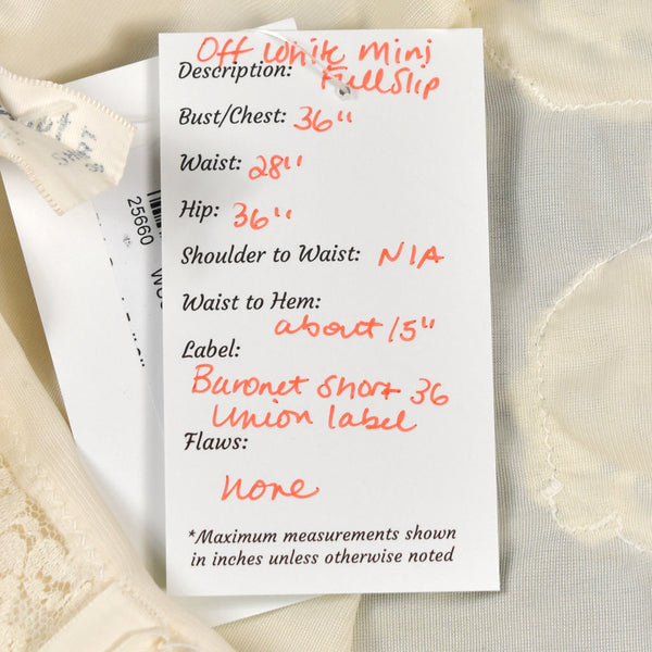 Vintage Off White Mini Full Slip Cats Like Us