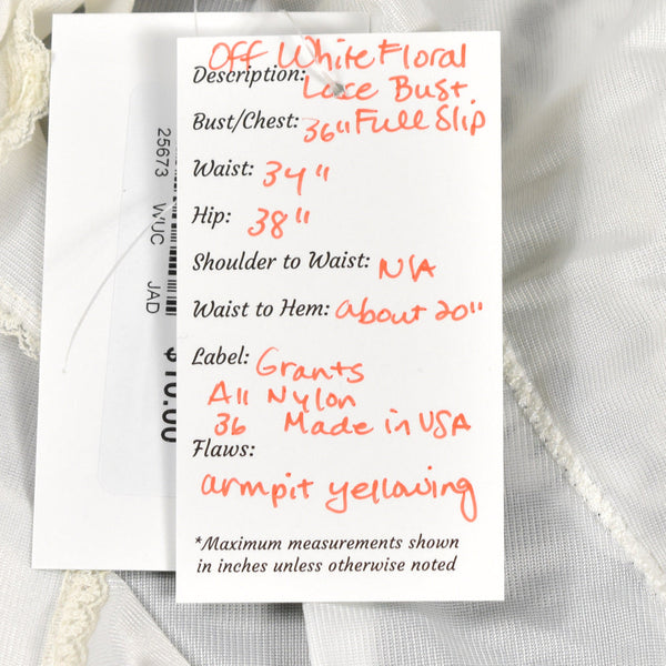 Vintage Off White Plain Lace Bust Slip Cats Like Us