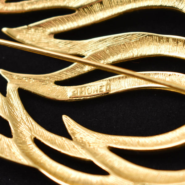 Vintage Open Gold Leaf Brooch Cats Like Us