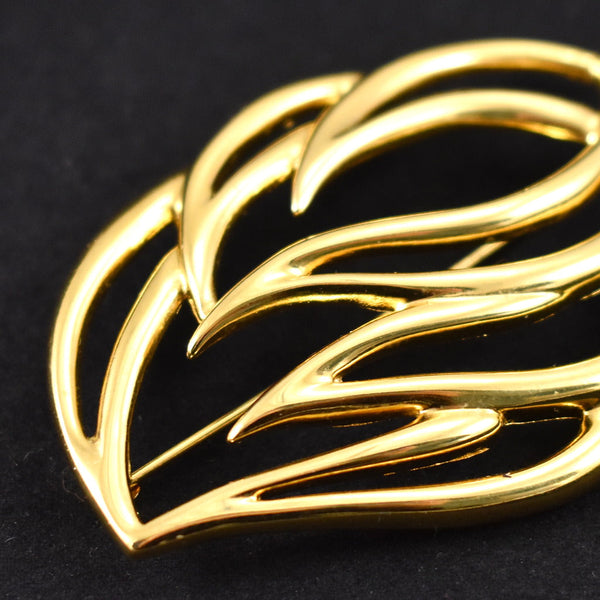 Vintage Open Gold Leaf Brooch Cats Like Us