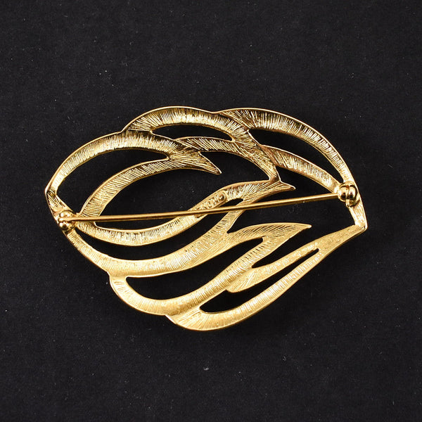 Vintage Open Gold Leaf Brooch Cats Like Us