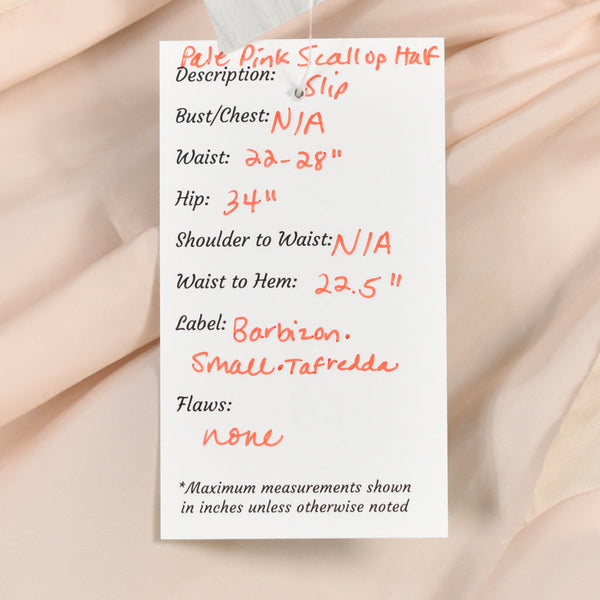 Vintage Pale Pink Scallop Half Slip W22-28 Cats Like Us