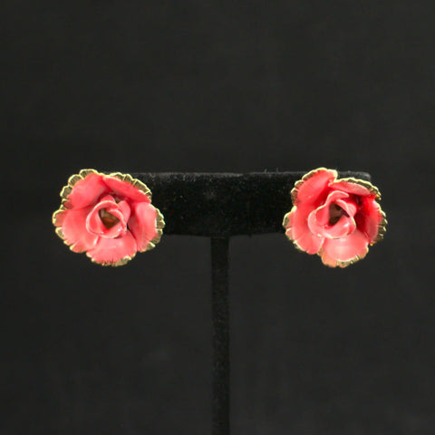 Vintage Peach Rose Earrings Cats Like Us