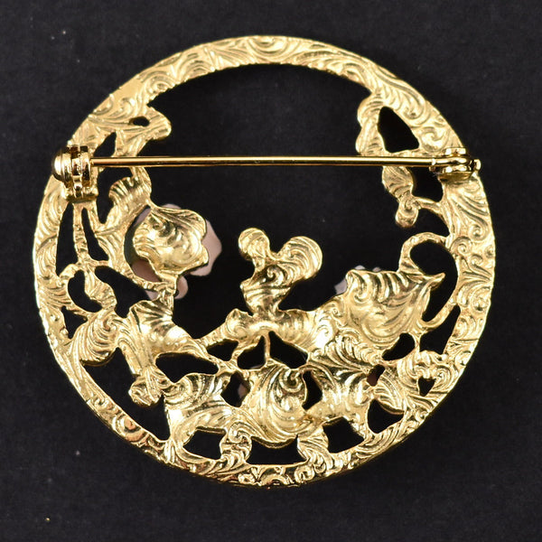 Vintage Pearl & Roses Circle Brooch Cats Like Us