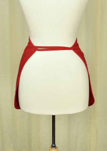 Vintage Red Practical Half Apron Cats Like Us