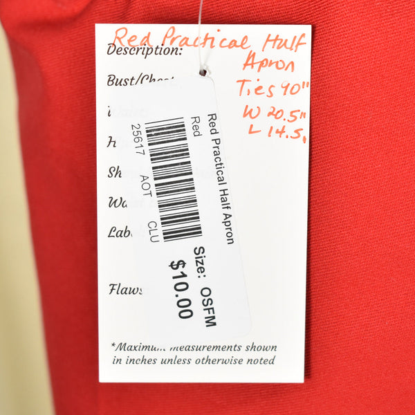 Vintage Red Practical Half Apron Cats Like Us