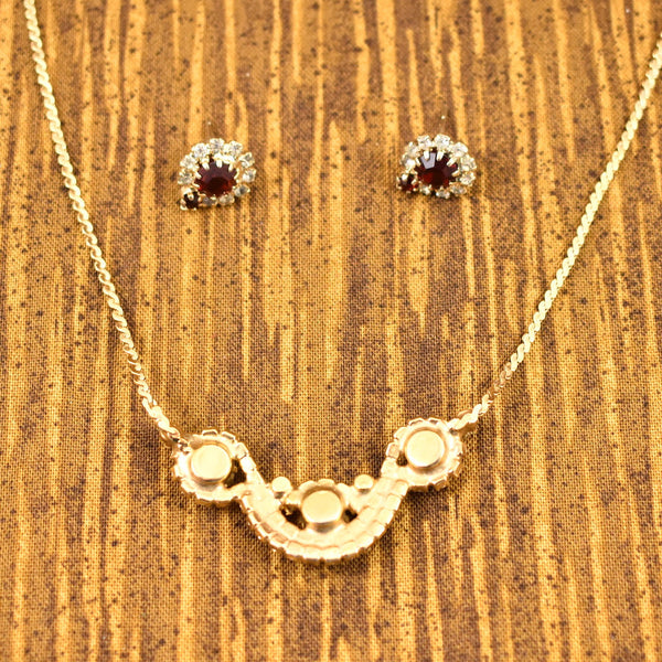 Vintage Red Rhinestone Necklace Set Cats Like Us
