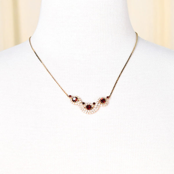 Vintage Red Rhinestone Necklace Set Cats Like Us
