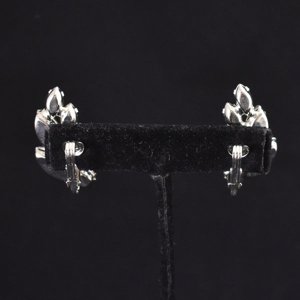 Vintage Rhinestone Leaf Earrings Cats Like Us