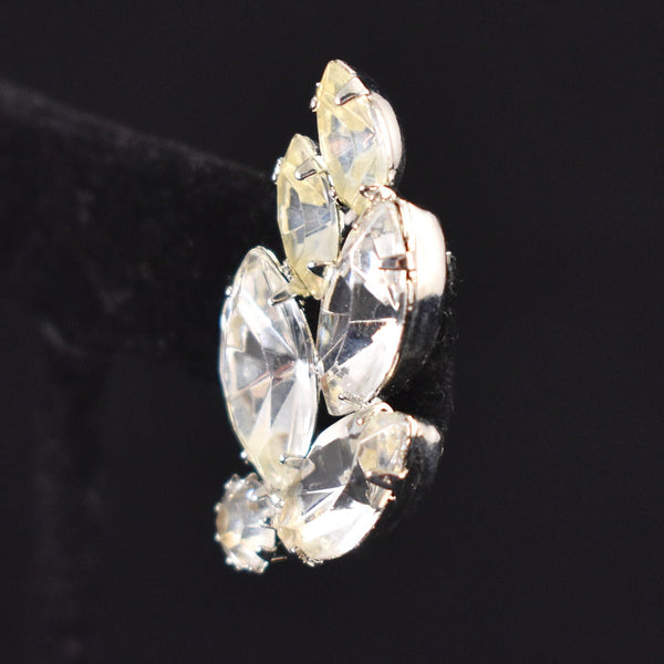Vintage Rhinestone Leaf Earrings Cats Like Us