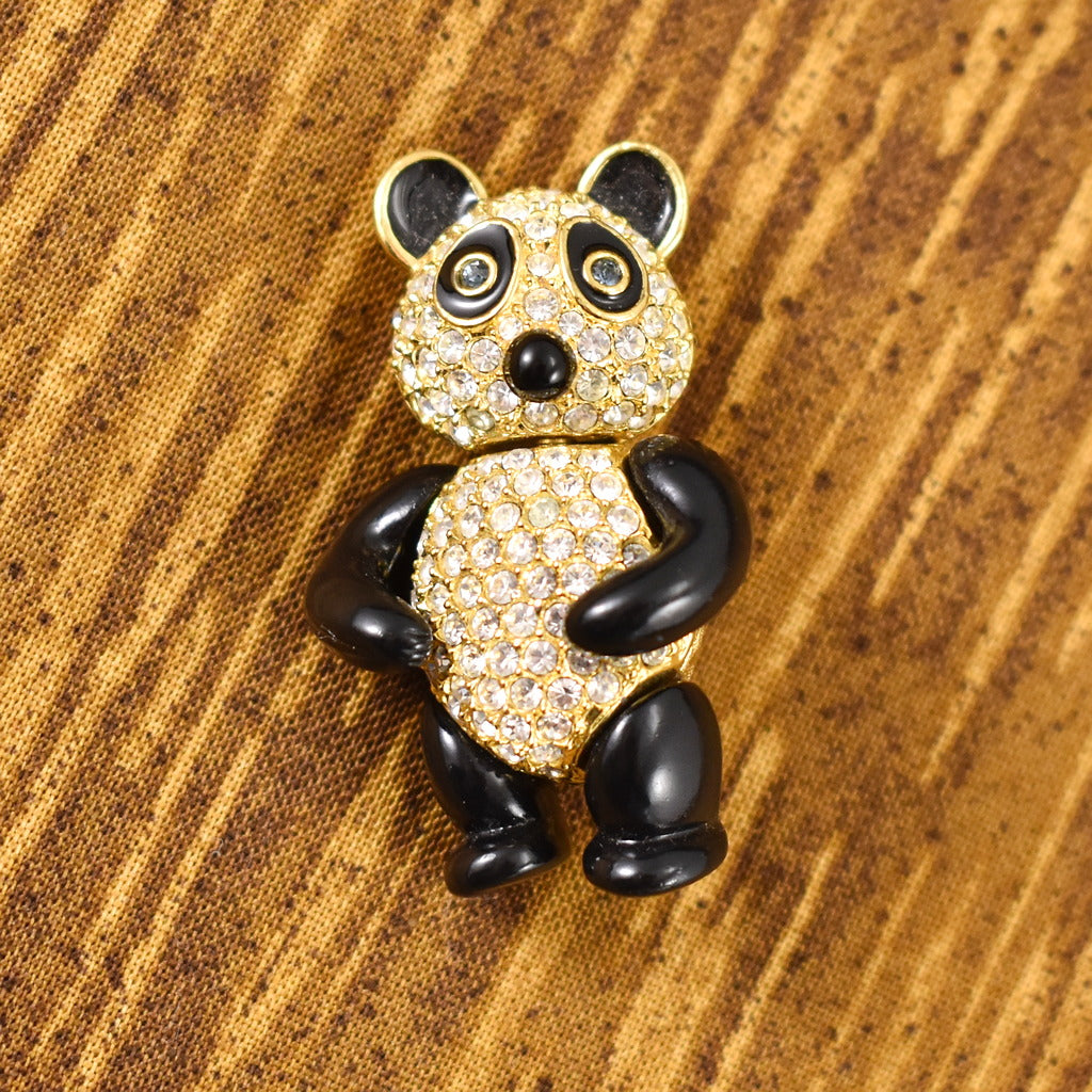 Vintage Rhinestone Panda Brooch Cats Like Us