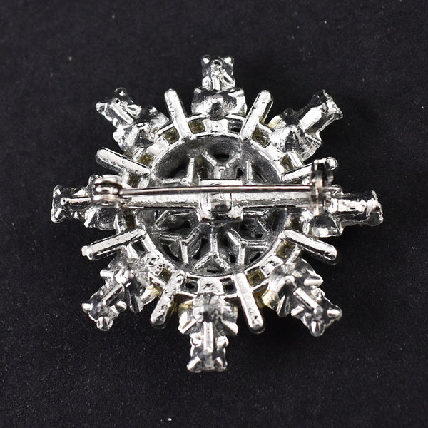Vintage Rhinestone Snowflake Brooch Cats Like Us