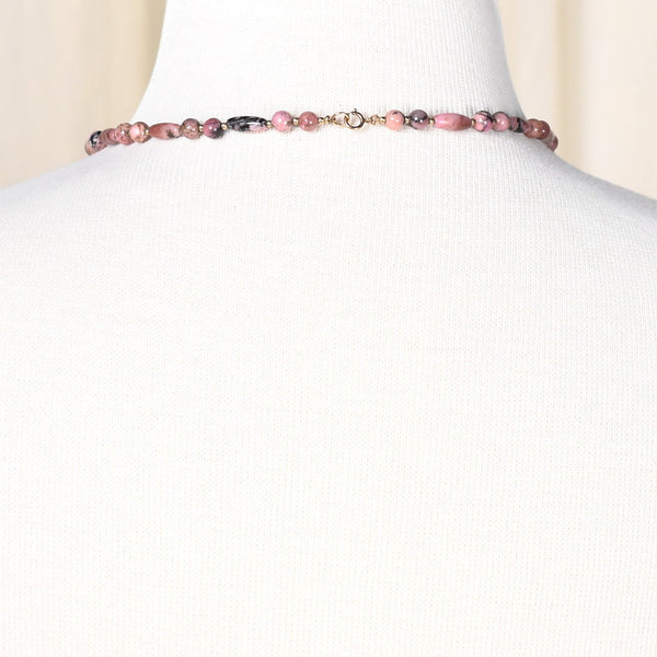 Vintage Rhodonite Bead Necklace Cats Like Us