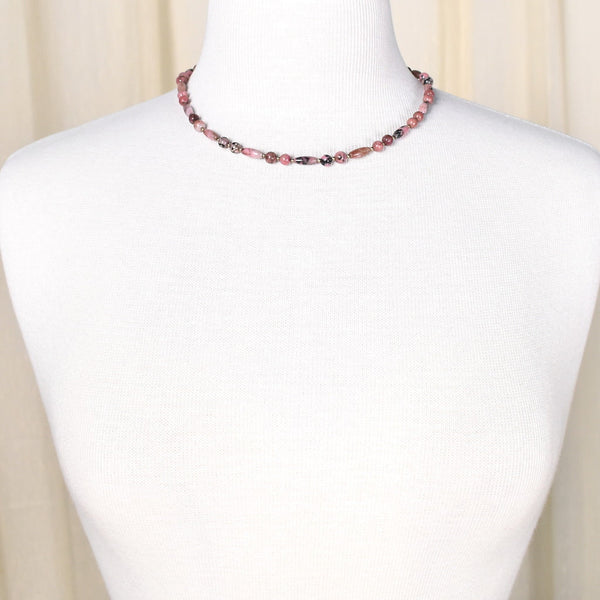 Vintage Rhodonite Bead Necklace Cats Like Us