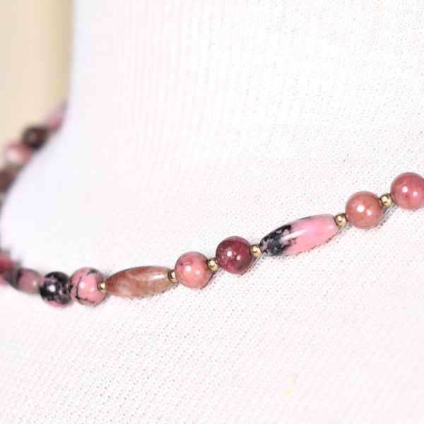 Vintage Rhodonite Bead Necklace Cats Like Us