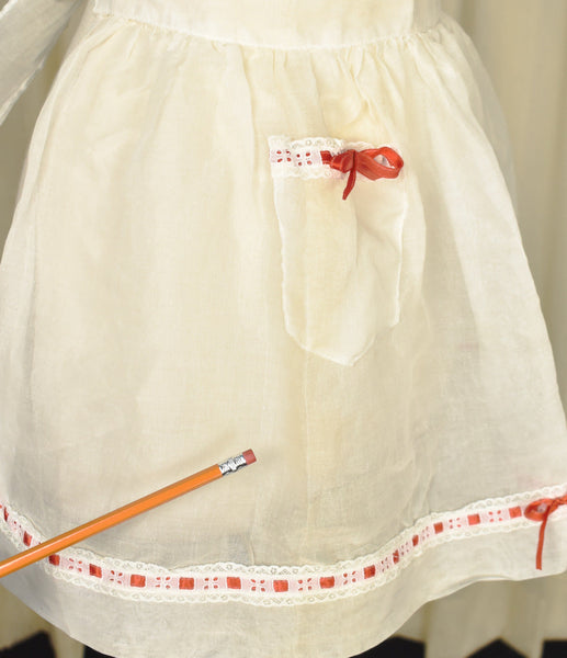 Vintage Sheer Red Ribbon Half Apron Cats Like Us