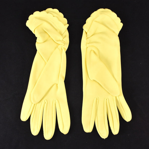 Vintage Short Yellow Scalloped Gloves Cats Like Us