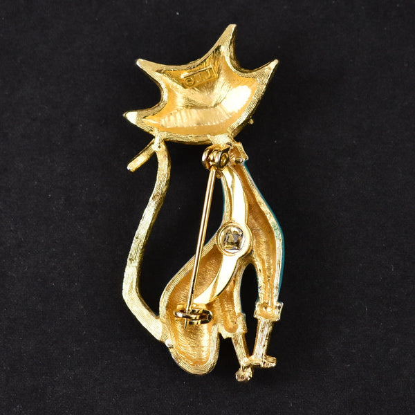 Vintage Siamese Teal Enamel Cat Brooch Cats Like Us