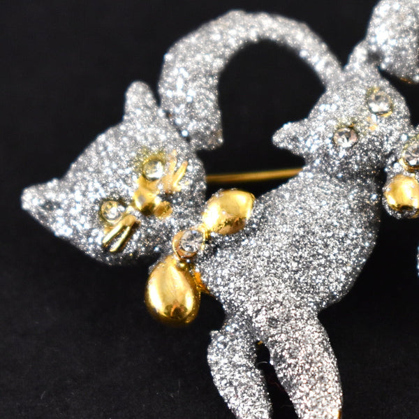 Vintage Silver Glitter Kittens Brooch Cats Like Us